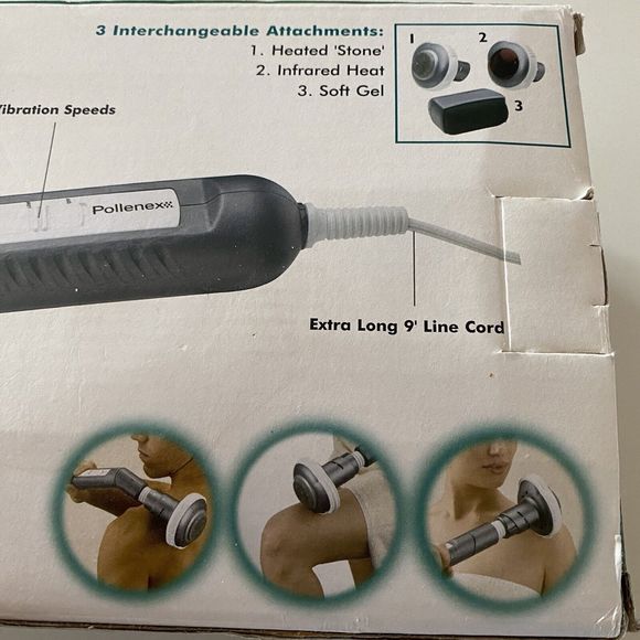 Pollenex Triple therapy massager Infrared Heated stone 2 vibration speeds - Picture 6 of 11